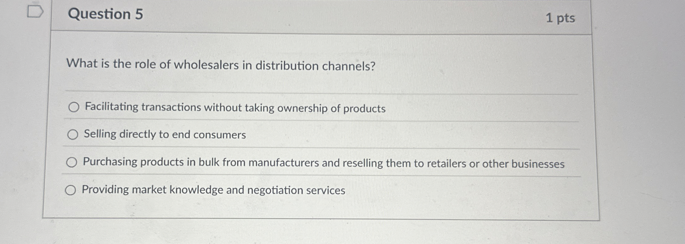 Solved Question 51 ﻿ptsWhat is the role of wholesalers in