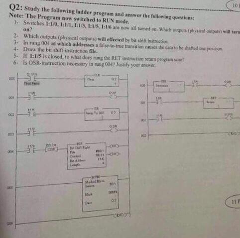 Q2: Study the following ladder program and answer the | Chegg.com