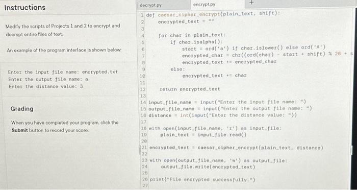 Solved Instructions Modily the scripts of Projects 1 and 2 | Chegg.com
