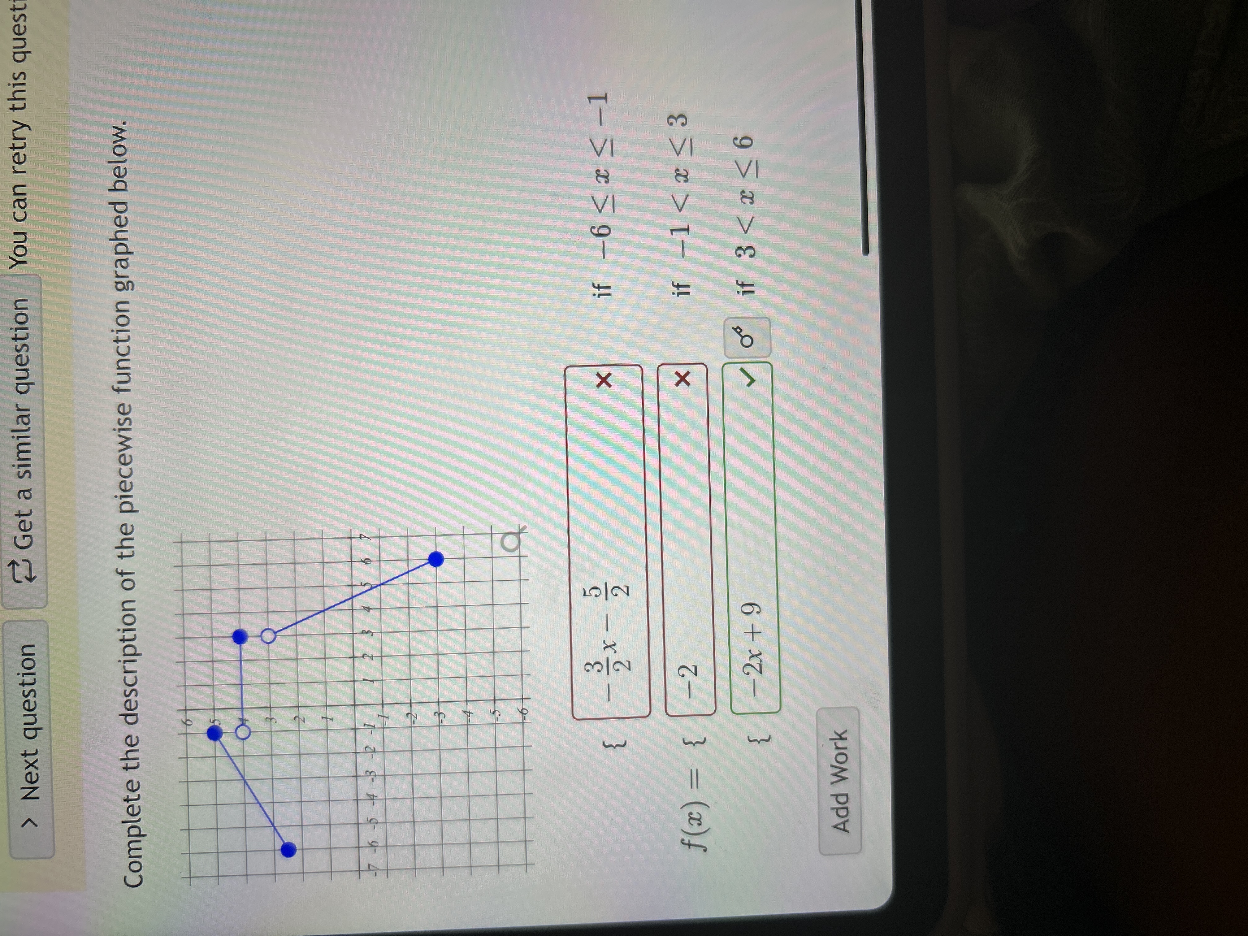 Solved Complete the description of ﻿the piecewise function | Chegg.com