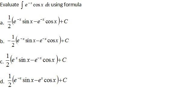 Solved Evaluate E Cos X Der Using Formula A A Sinx Ec Chegg Com