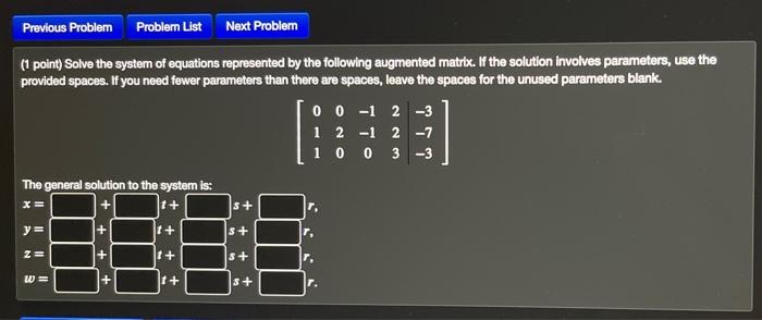 Solved Previous Problem Probler List Next Problem (1 point) | Chegg.com