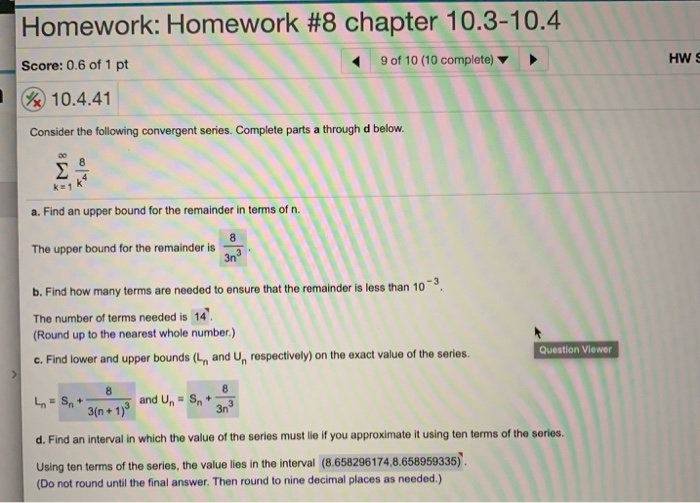 Solved Homework: Homework #8 Chapter 10.3-10.4 9 Of 10 (10 | Chegg.com