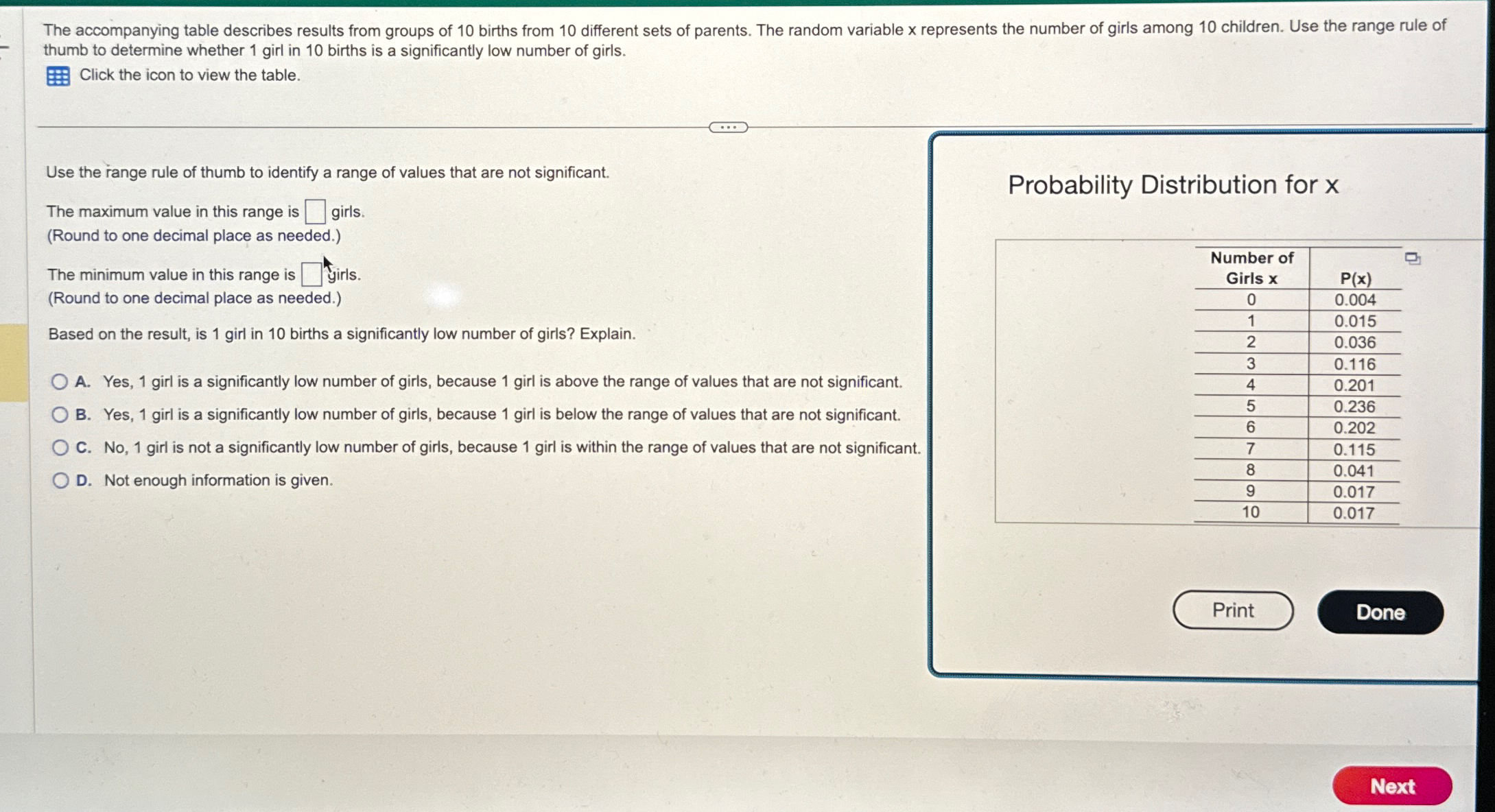 Solved The accompanying table describes results from groups | Chegg.com