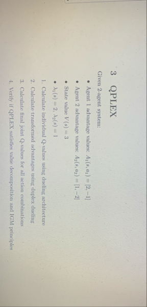 Solved 3 ﻿QPLEXGiven 2-agent system:Agent 1 ﻿advantage | Chegg.com
