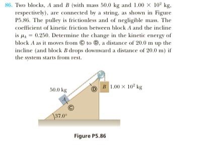 Solved 86. Two Blocks, A And B (with Mass 50.0 Kg And 1.00 X | Chegg.com