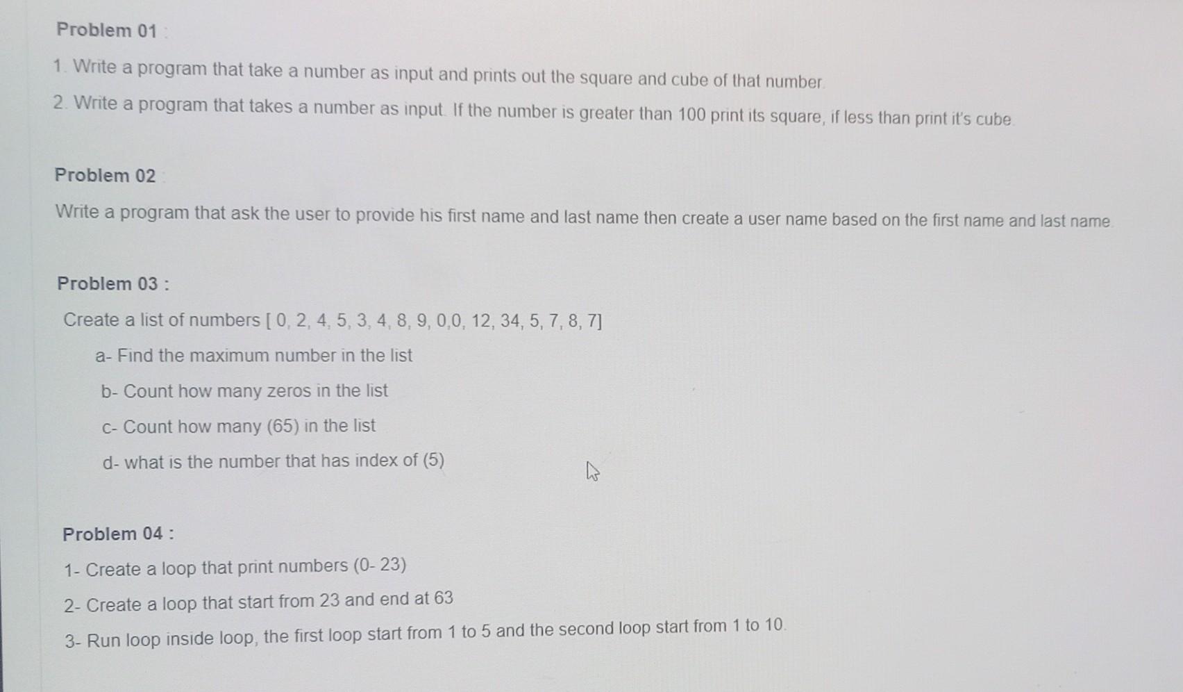 Solved Problem 01 1. Write a program that take a number as | Chegg.com