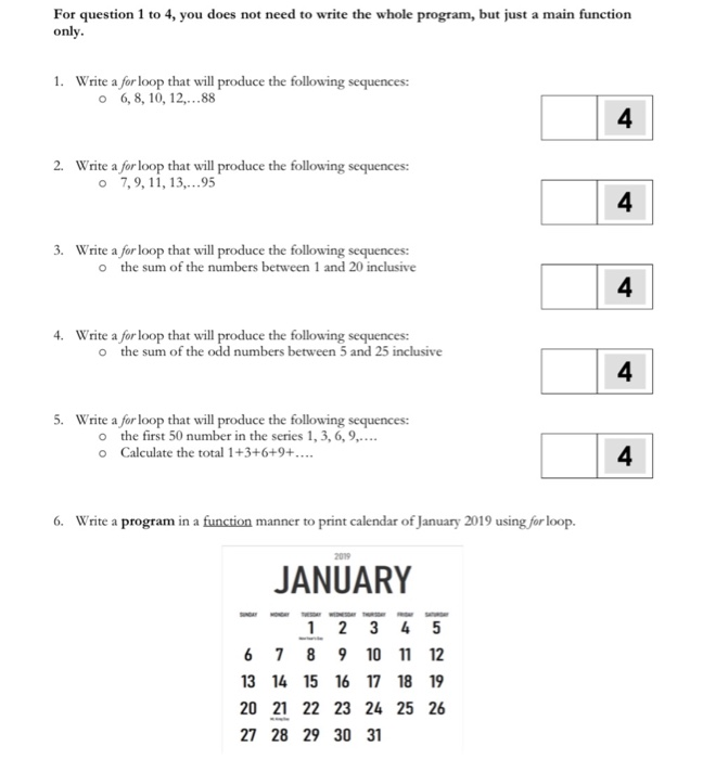 Solved For question 1 to 4, you does not need to write the | Chegg.com