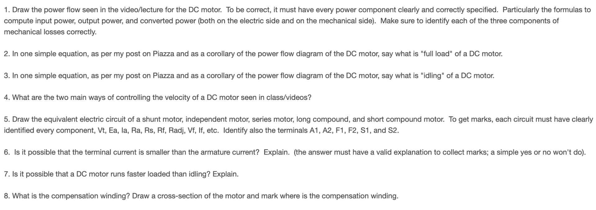 Solved 1. Draw the power flow seen in the video/lecture for | Chegg.com