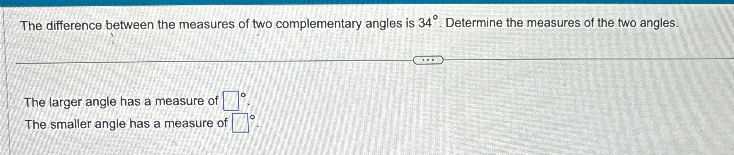 Solved The difference between the measures of two | Chegg.com