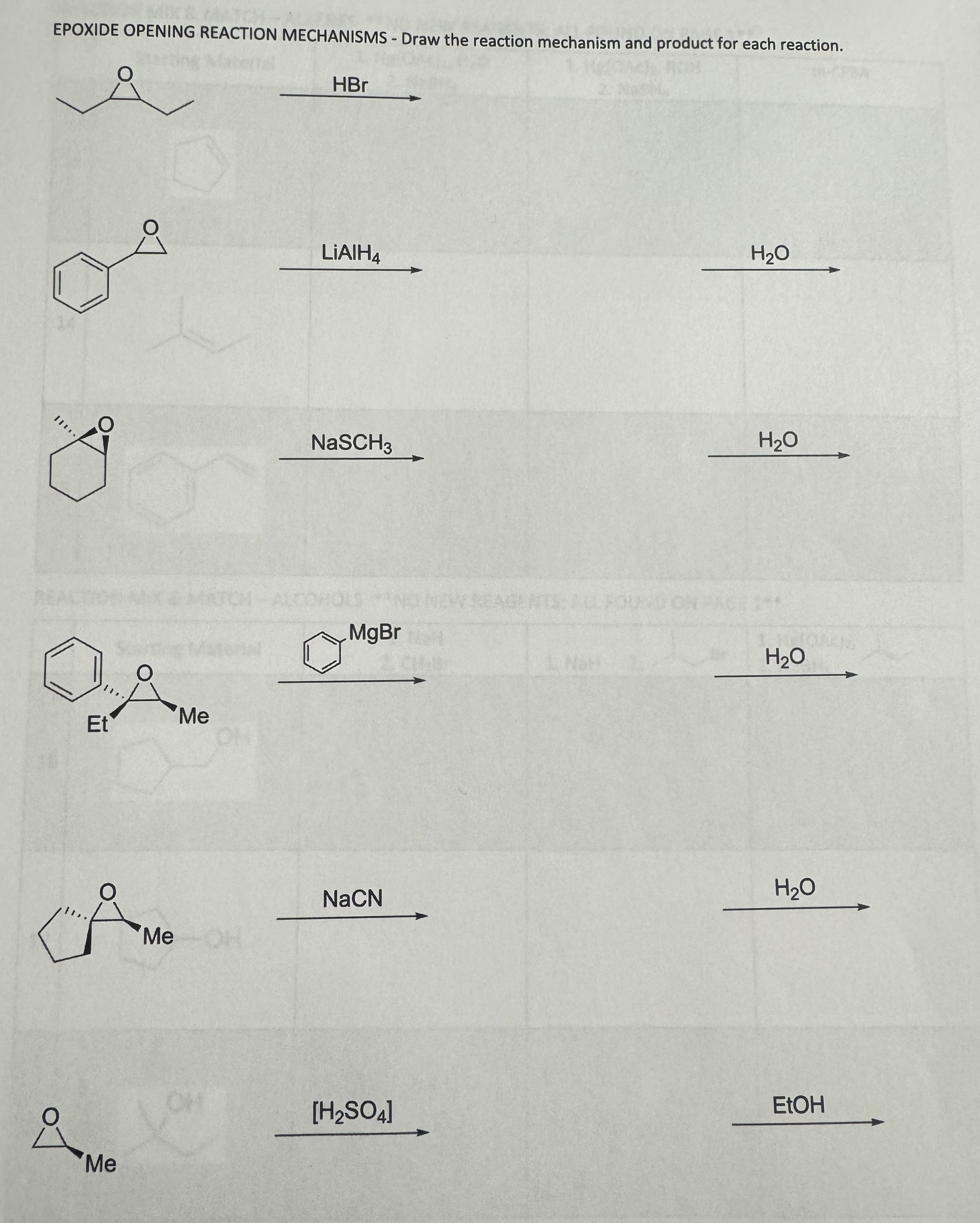 Solved EPOXIDE OPENING REACTION MECHANISMS - ﻿Draw the | Chegg.com