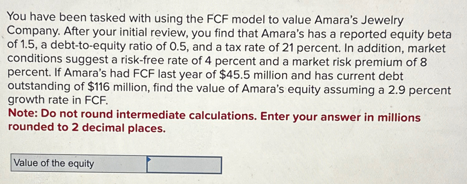 Solved You have been tasked with using the FCF model to | Chegg.com