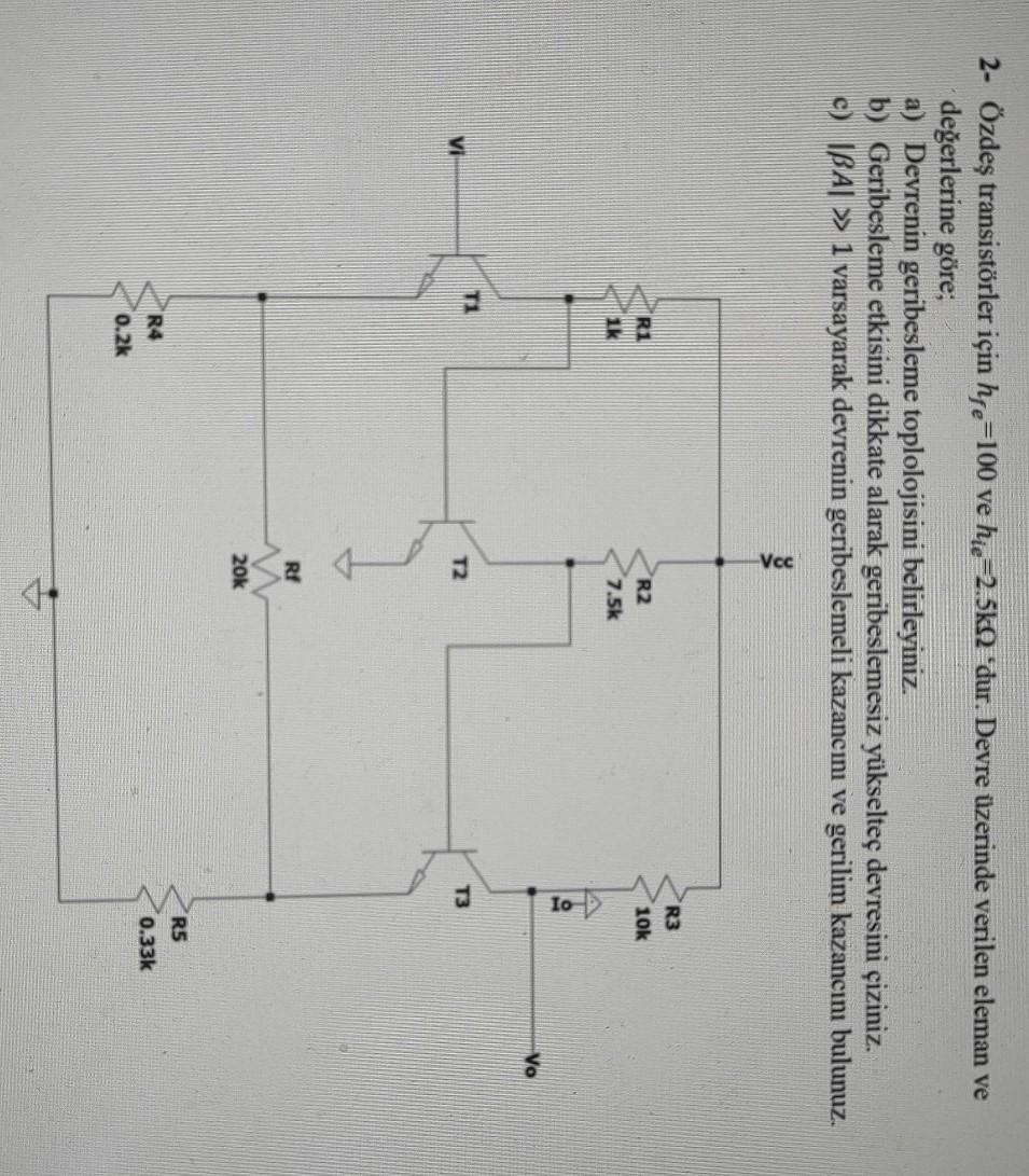 Solved for identical transistors hfe=100 hie=2.5 kohm.For