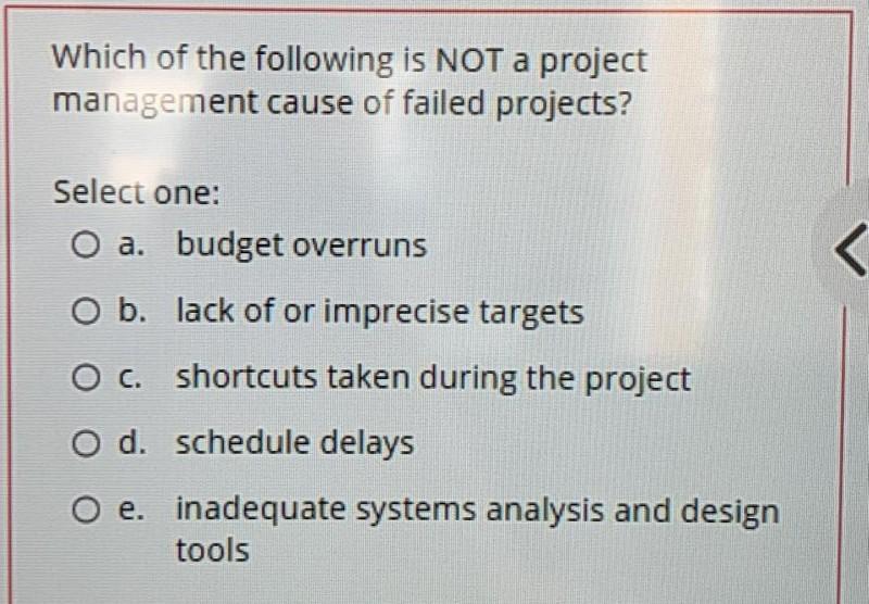 Solved Which of the following is NOT a project management | Chegg.com