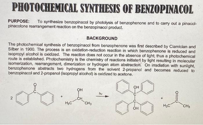 preparation of benzopinacol from benzophenone