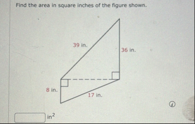 Solved Find the area in square inches of the figure | Chegg.com
