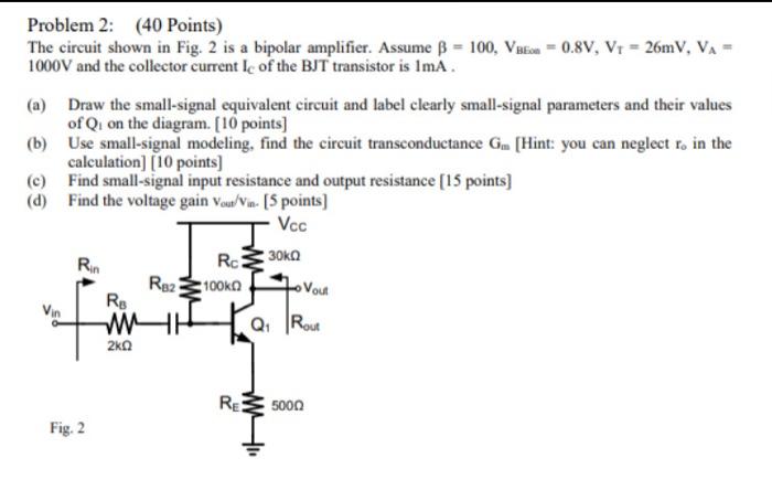 Solved Problem 2 40 Points The Circuit Shown In Fig 2 Chegg Com