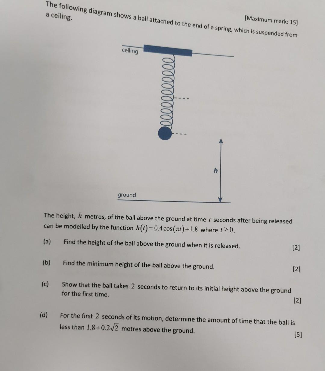 Solved The following diagram shows a ball attached to the