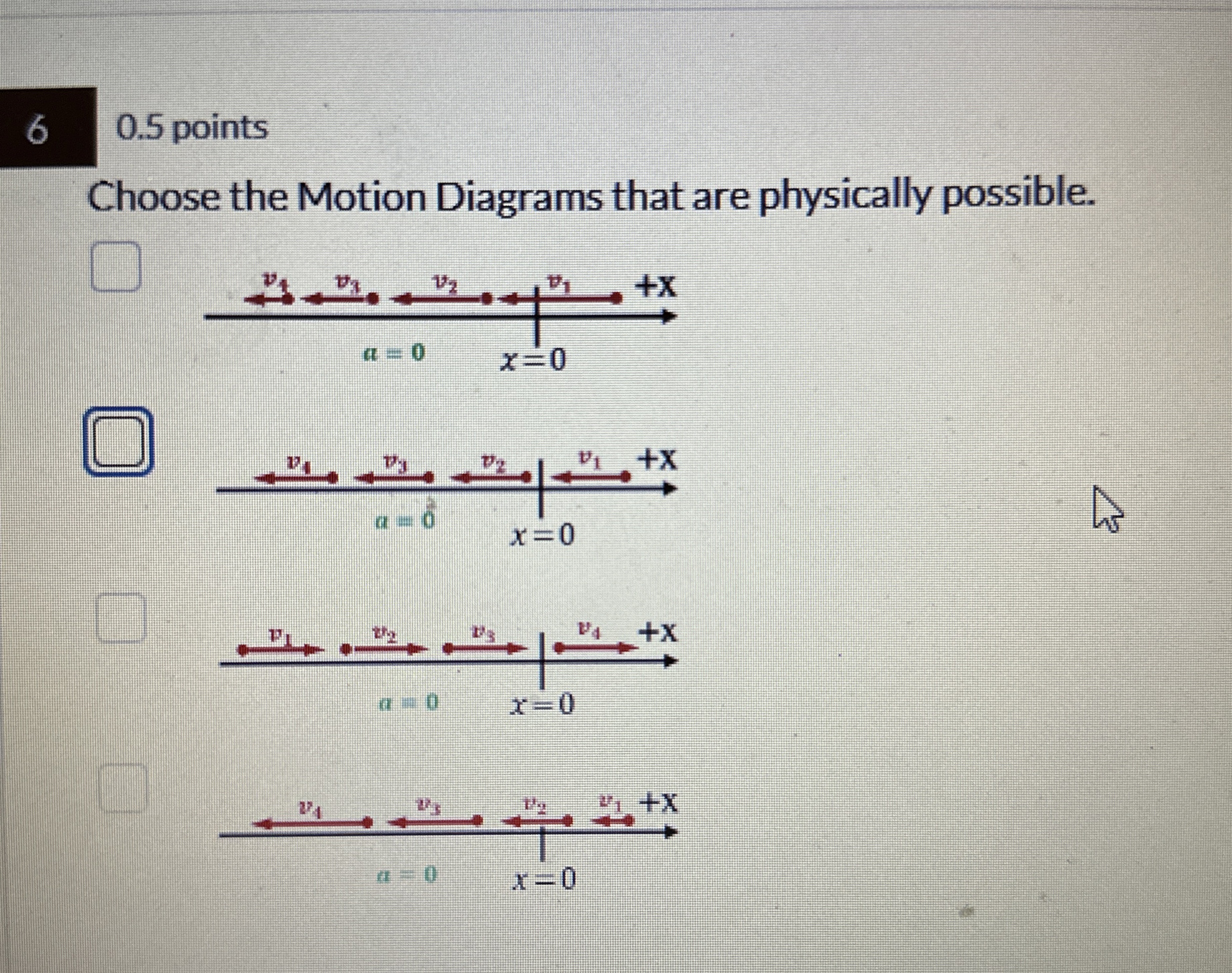 Solved 6 0.5 ﻿pointsChoose the Motion Diagrams that are | Chegg.com