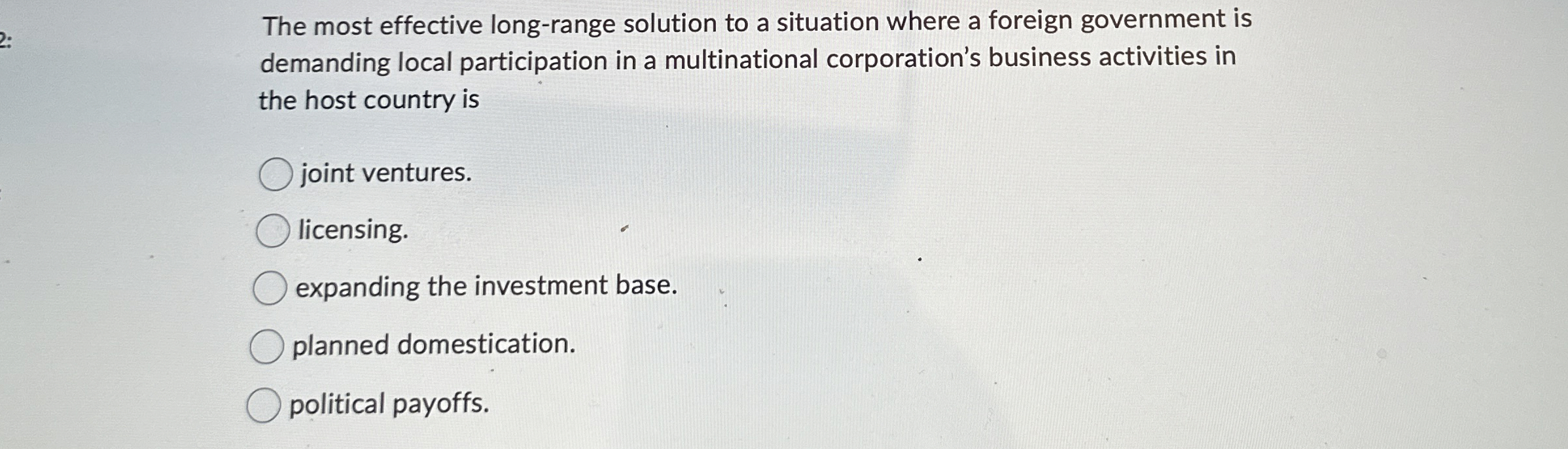 Solved The most effective longrange solution to a situation