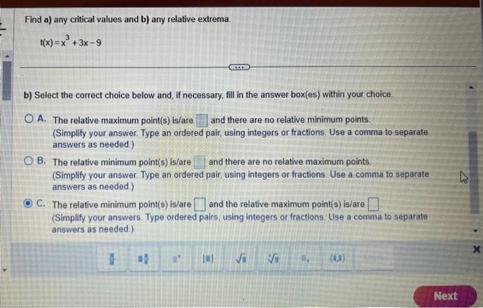 Solved Find A) Any Critical Values And B) Any Relative | Chegg.com