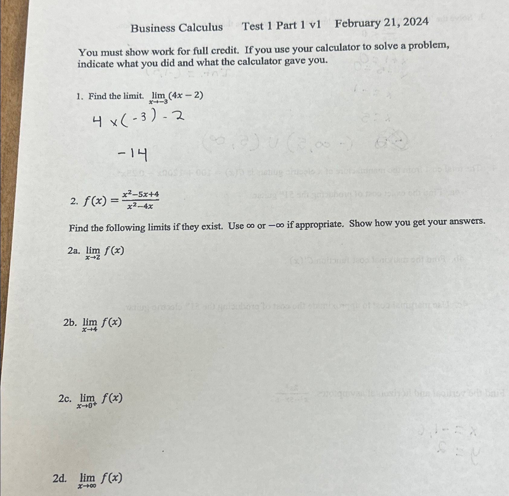 Solved business calculus test 1 part 1 v1 february chegg