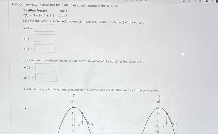 Solved The position vector r describes the path of an object | Chegg.com