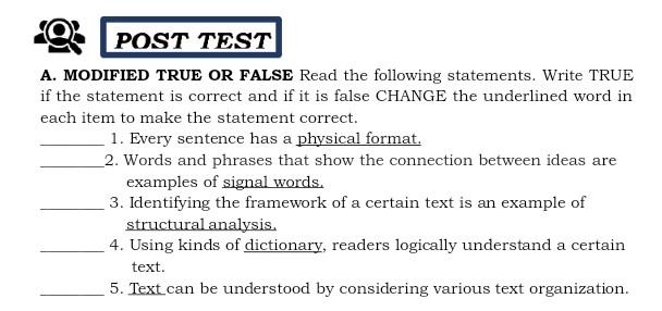 Example Of True Or False Test Items