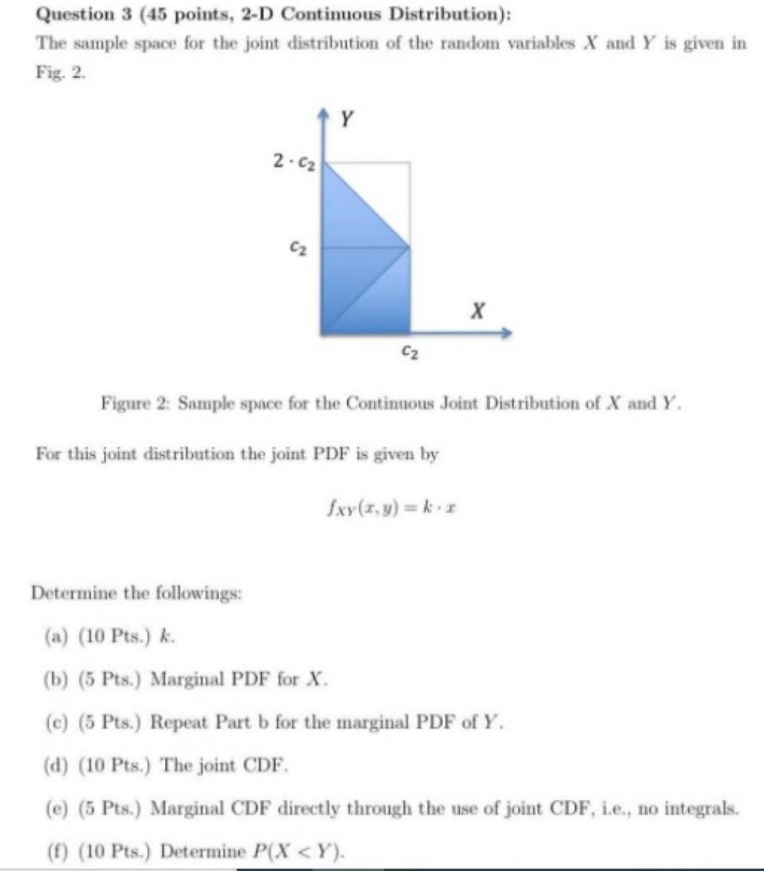 Solved Question 3 (45 points, 2-D Continuous Distribution): | Chegg.com