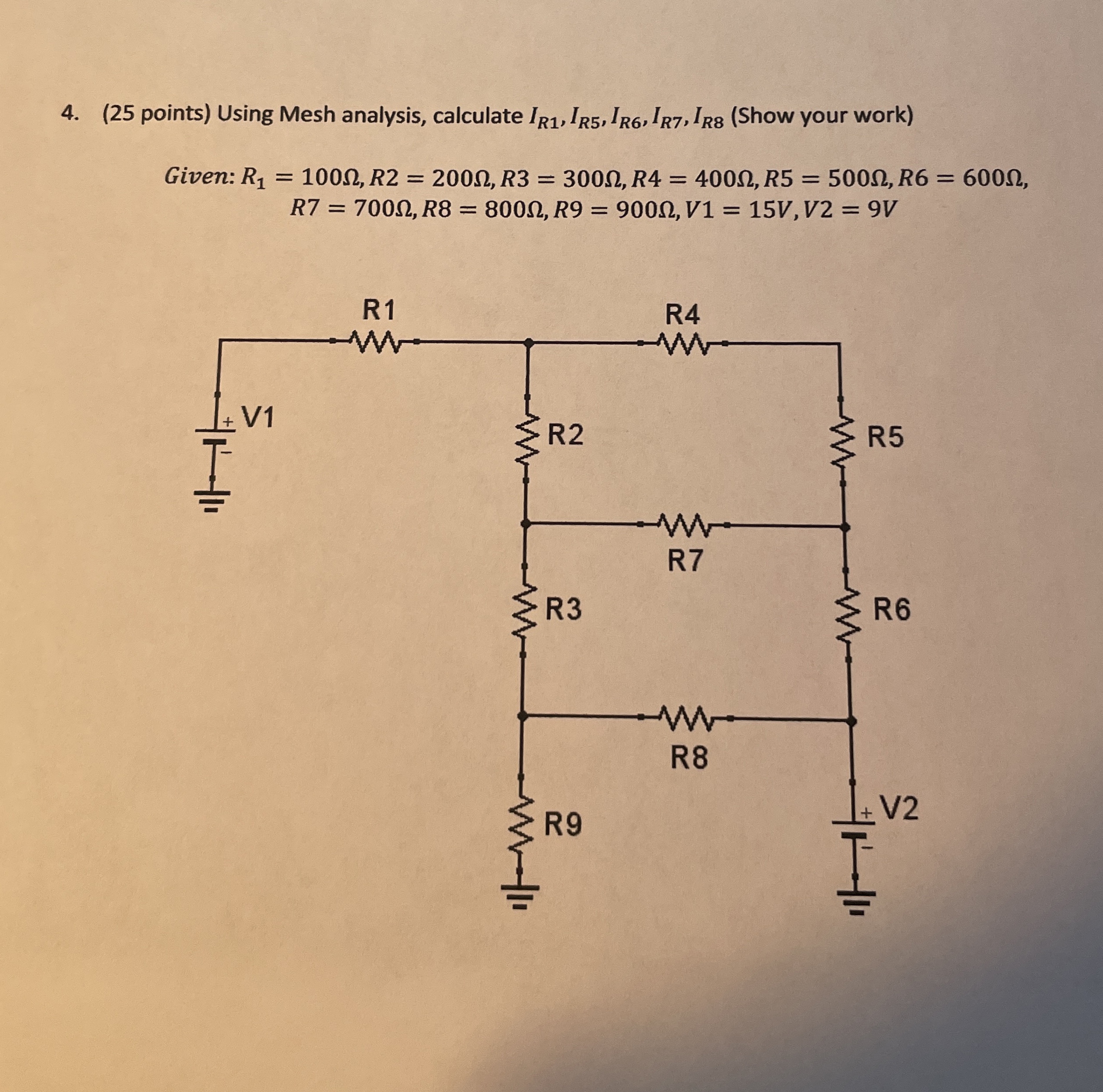 Solved (25 ﻿points) ﻿Using Mesh analysis, calculate | Chegg.com