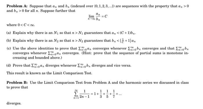 Solved = Problem A: Suppose That An And B, (indexed Over | Chegg.com