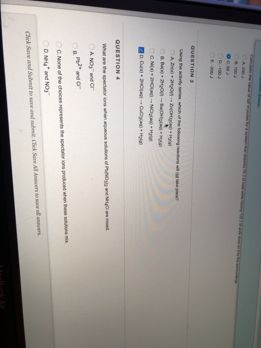 Solved On Status Calculate The Value Of Ae In Joules For Chegg Com