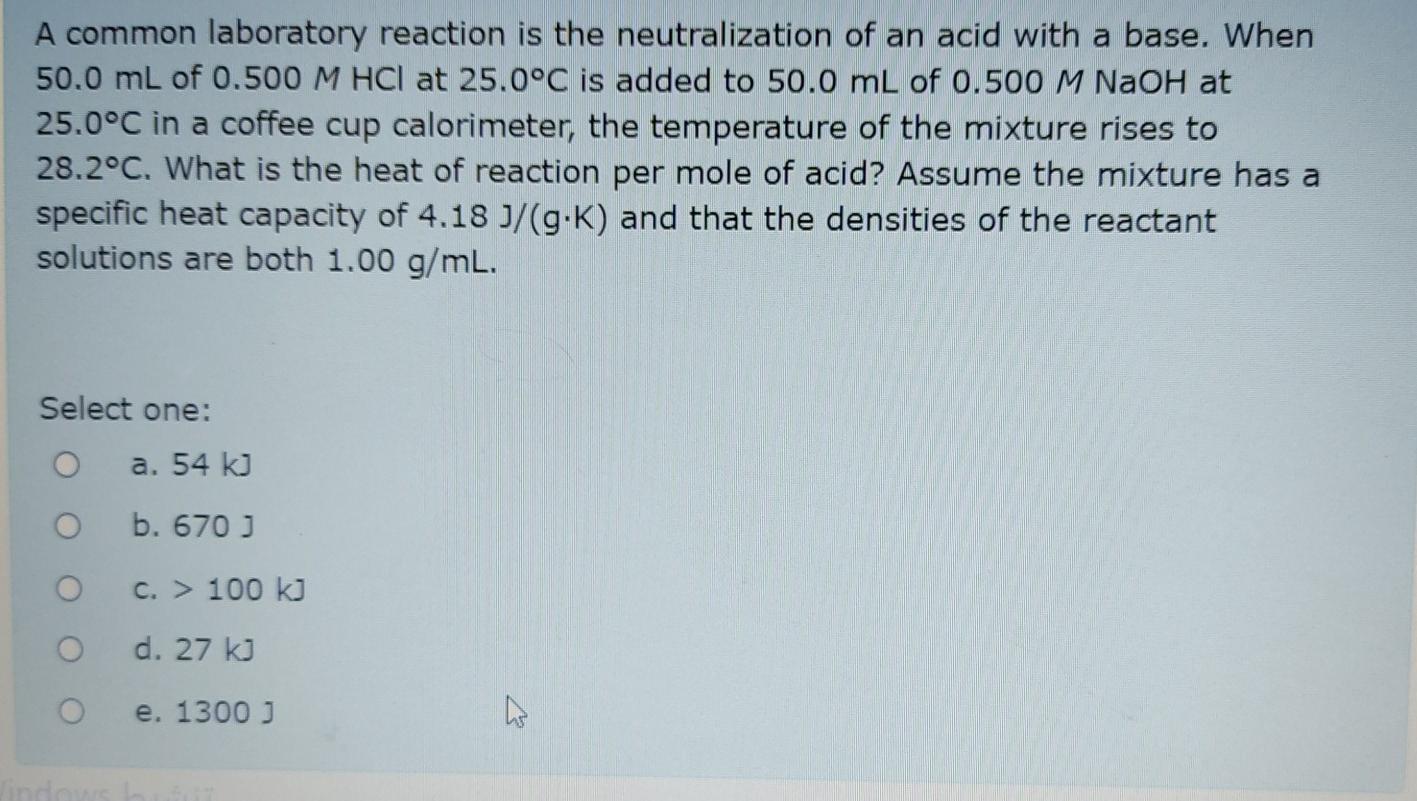 solved-a-common-laboratory-reaction-is-the-neutralization-of-chegg