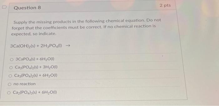 Solved Supply The Missing Products In The Following Chemical | Chegg.com