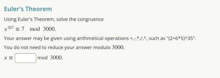Solved Euler's Theorem Using Euler's Theorem, solve the | Chegg.com