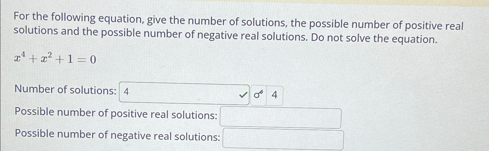 number of real solutions formula