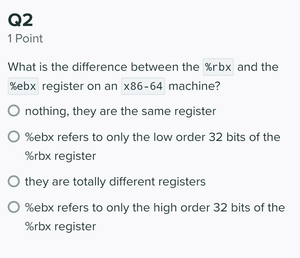 Solved H3: X86 Programming Q1 1 Point 1) Mov (%eax, %eax, | Chegg.com