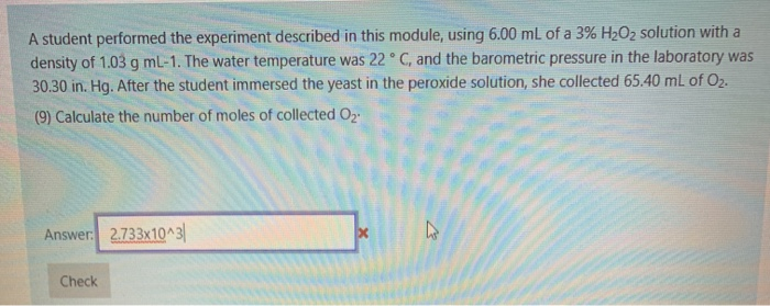 Solved A student performed the experiment described in this | Chegg.com