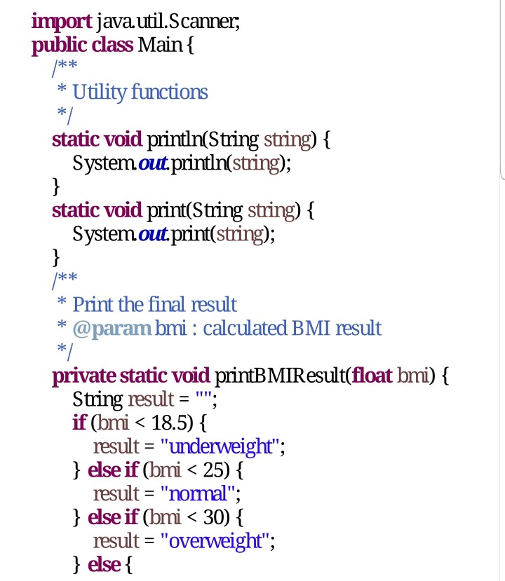 Calculate Bmi In Java