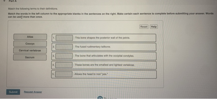 Solved Part A Match the following terms to their | Chegg.com