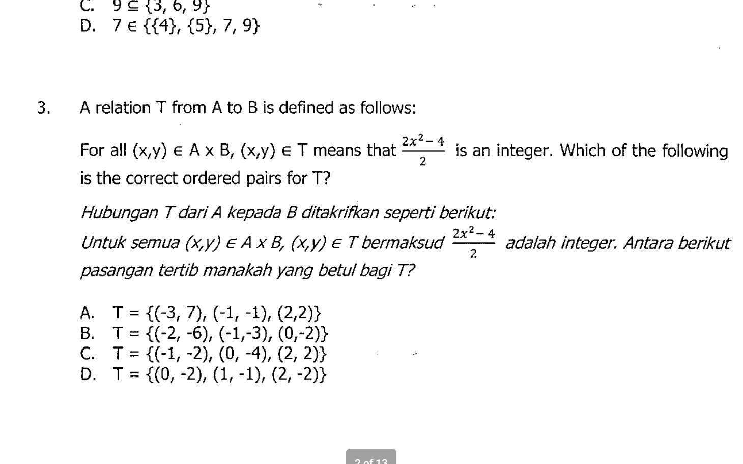 A Relation T From A To B Is Defined As Follows: For | Chegg.com