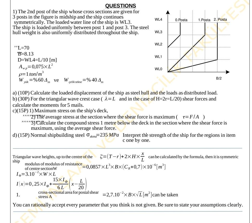 Solved QUESTIONS 1) The 2nd post of the ship whose cross | Chegg.com