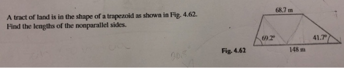 Solved 68.7 m A tract of land is in the shape of a trapezoid | Chegg.com