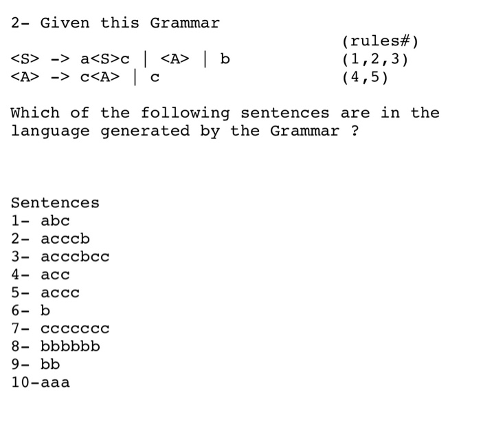 Solved 2- Given This Grammar -> A | | B | Chegg.com