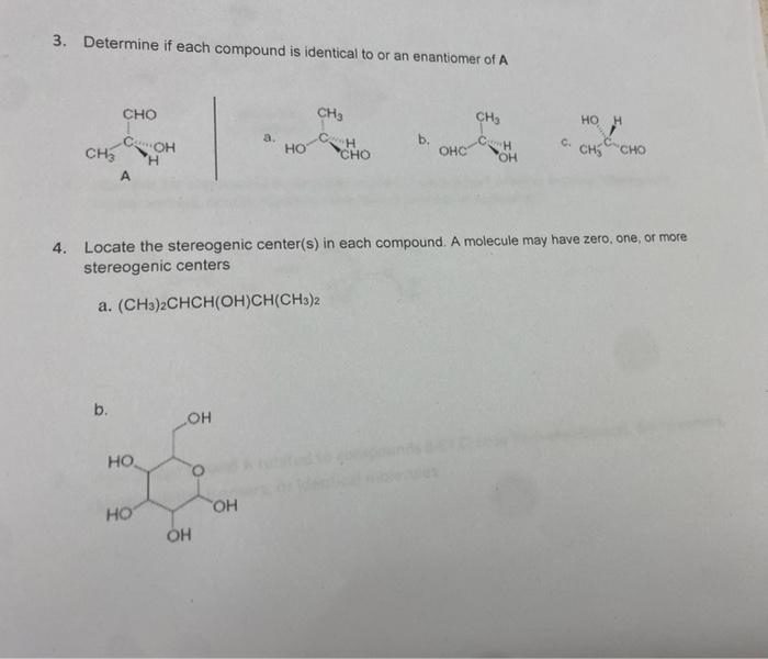 Solved 3. Determine if each compound is identical to or an | Chegg.com