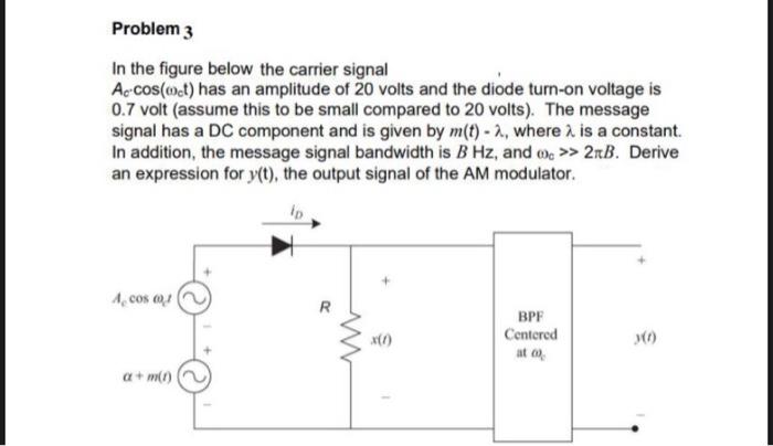 Solved Problem 1 Dual Tone Modulated AM Signal Consider an | Chegg.com