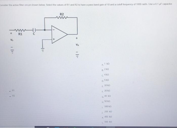 Solved Consider the active filter circuit shown below. | Chegg.com
