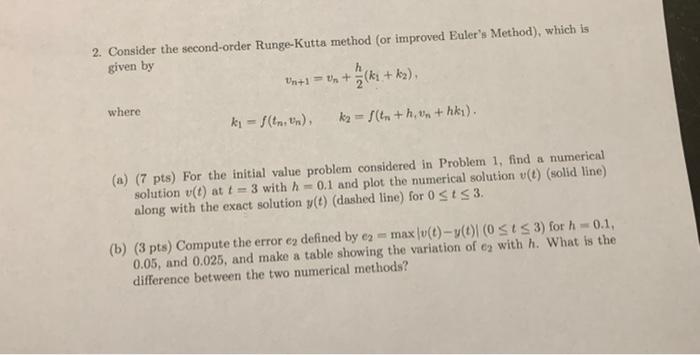 2. Consider the second-order Runge-Kutta method (or | Chegg.com