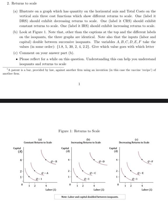 Solved 2. Returns to scale (a) Illustrate on a graph which | Chegg.com