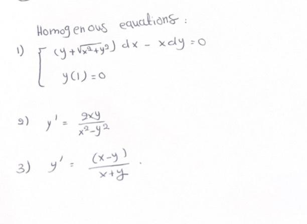 Homogenous equations: \( \left\{\begin{array}{l}\left(y+\sqrt{x^{2}+y^{2}}\right) d x-x d y=0 \\ y(1)=0\end{array}\right. \)